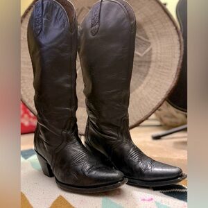 J.B. Dillon Black Cowboy & Western Boots with Decorative Stitching